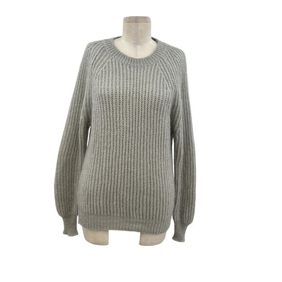 Vicolo Crewneck Sweater Balloon Sleeve Knit Mohair Acrylic Grey One Size - Picture 2 of 9